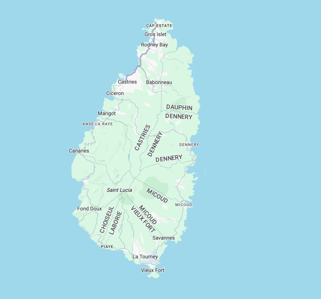 St Lucia Island Map